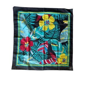 Vintage Tropical Themed Red Yellow Green Black Blue USA Made Bandana